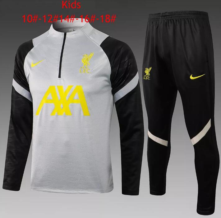 Kids Liverpool 2021/22 Grey Training Suit (Sweatshirt+Pants)